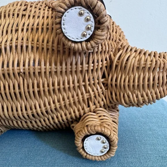 Kate Spade Wicker Tiny Elephant Crossbody Novelty Bag Collectible Preppy - Picture 10 of 16